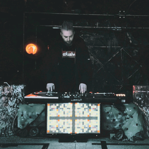 Jay Pluss On Stage Playing Beats